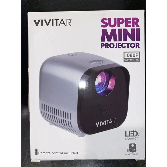 BRAND NEW- VIVITAR SUPER MINI PORTABLE PROJECTOR 1080P SUPPORT FHD - Picture 1 of 5